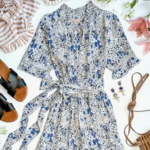 Rungolee | Porto Silk Tiered Mini Dress in Mocha Poppy Fields - Size XS